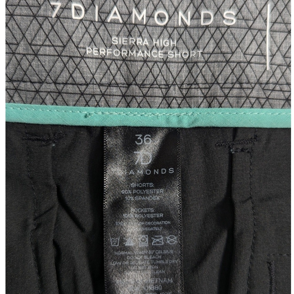 NEW 7 Diamonds Sierra High Performance Shorts Black Mens 36 Quick Dry Stretch - Picture 5 of 5